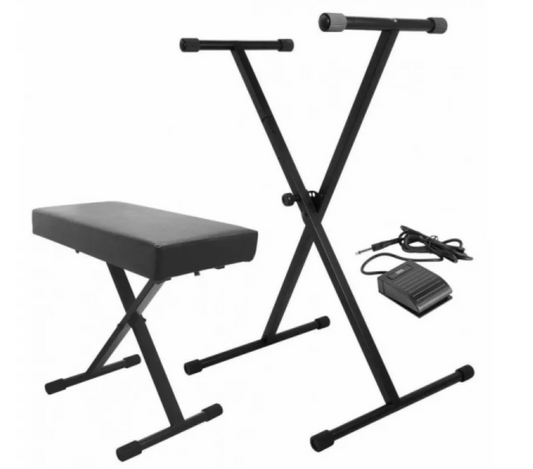 On-Stage Keyboard Stand and Bench Pack with Keyboard Sustain Pedal
